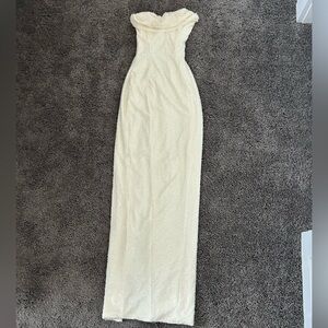 Embellished bandeau maxi white dress